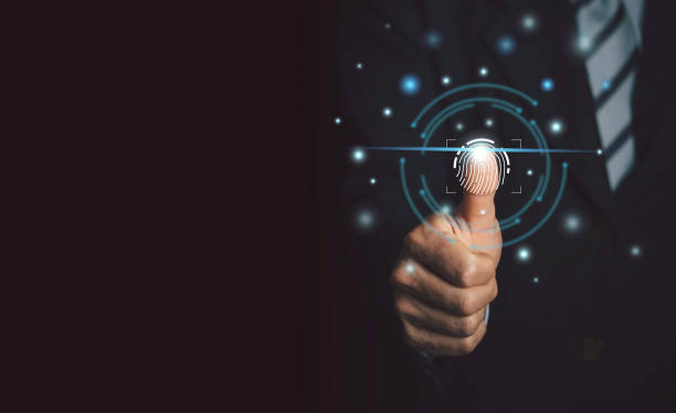 istock The future of digital processing of biometric identification fingerprint scanners. The concept of surveillance and security scanning of digital programs in cyberspace. 2012794266