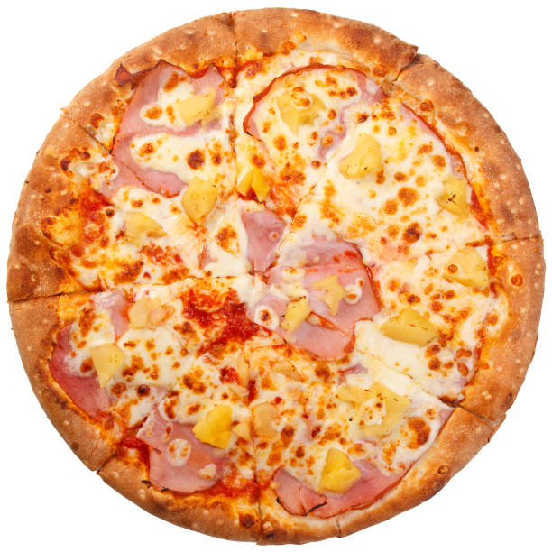istock Delicious classic italian Pizza with bacon, pineapple and cheese mozzarella. 2012795855