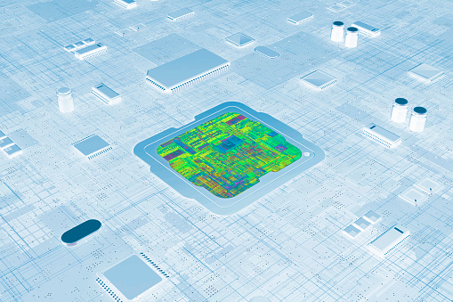 inside of cpu with technology backgrounds