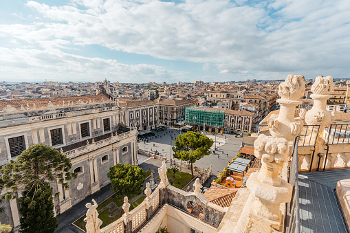 Historic square and buildings in Catania, Sicily.