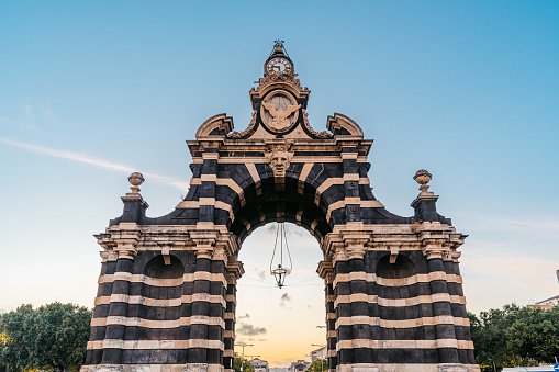 Triumphal arch of Porta Garibaldi in Catania, Sicily.