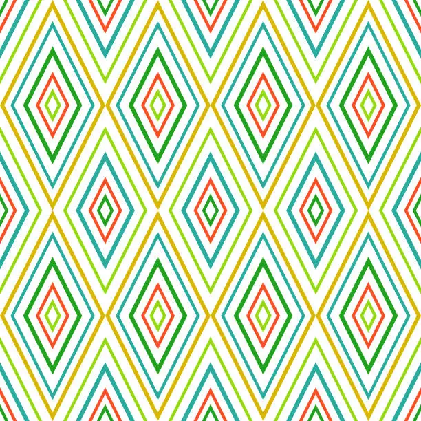 Vector illustration of Seamless vector pattern of multi-colored rhombuses on a transparent background