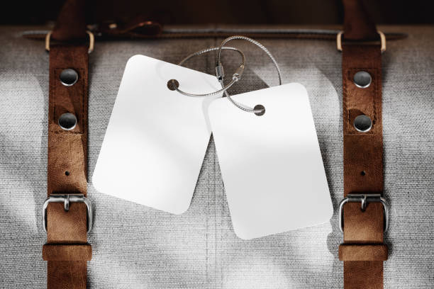 Blank two luggage tags on the bag mockup. 3D rendering