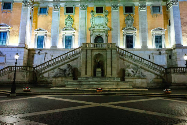 Street view of City in the morning, Rome, Italy. Victor Emmanuel II Monument at Piazza Venezia. This monument was built to honor Victor Emmanuel II, the first king of a unified Italy.
