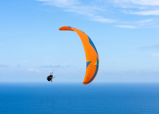 istock Paragliding flying with two people over the sea with copy space 2012850889