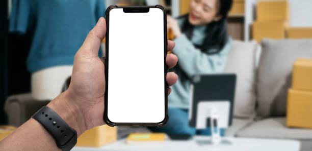 istock Mockup image of smartphone with blank white screen. 2012866101