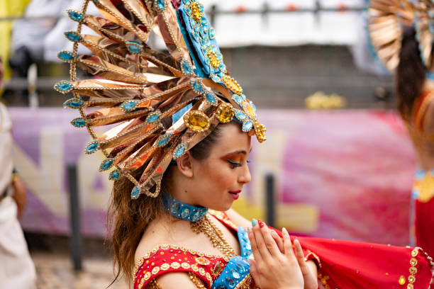 Samba school parade at the street Carnival in Sesimbra, Portugal, on February 13, 2024
