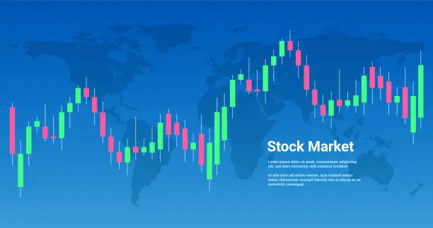 Vector illustration of Chart candle stock graph forex market. Trade candle chart stock finance price exchange background crypto currency.