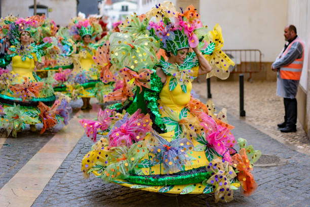 Samba school parade at the street Carnival in Sesimbra, Portugal, on February 13, 2024