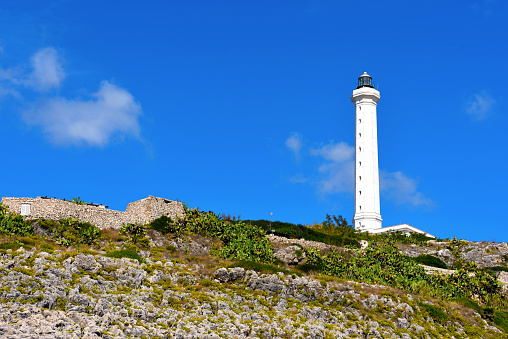 Punta Meliso and the lighthouse of Santa Maria di Leuca built in 1864, 47 meters high, the second tallest in Europe Italy