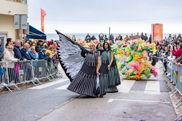 Samba school parade at the street Carnival in Sesimbra, Portugal, on February 13, 2024
