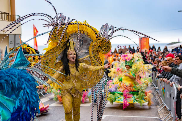 Noordwijk, Netherlands - April 22, 2017: Platform with  tulips and hyacinths follows the route of the traditional flowers parade Bloemencorso from Noordwijk to Haarlem in the Netherlands.