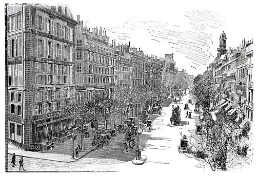 The boulevard des Italiens is a boulevard in Paris. It is one of the 'Grands Boulevards' in Paris, a chain of boulevards built through the former course of the Wall of Charles V and the Louis XIII Wall, which were destroyed by the orders of Louis XIV.
Original edition from my own archives
Source : Natura Ed Arte 1894-95