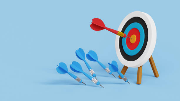 istock Success after many failures concept, Failure gives experience and makes you successful. Archery target ring with one hitting and many missed arrows. 3d illustration 2012897722