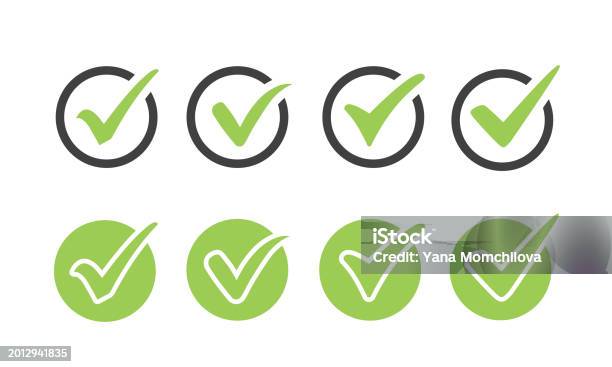 Spring Check Mark Green Check Marks In Different Variants Stock Illustration - Download ...