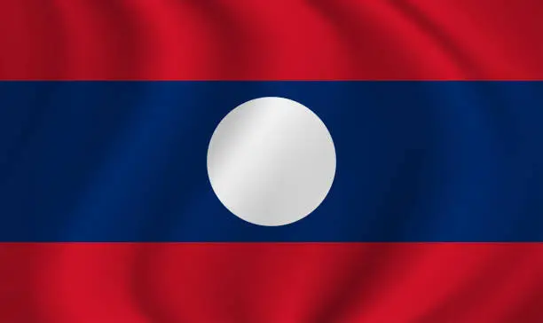 Vector illustration of Laos waving flag blowing in the wind. Texture can be used as background. Vector illustration EPS10