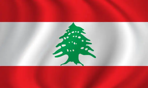 Vector illustration of Lebanon waving flag blowing in the wind. Texture can be used as background. Vector illustration EPS10