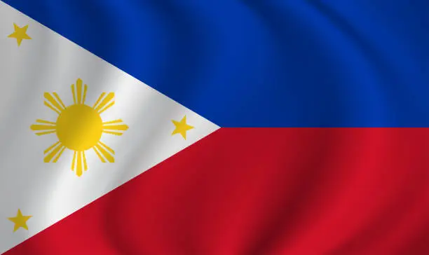 Vector illustration of Philippines waving flag blowing in the wind. Texture can be used as background. Vector illustration EPS10