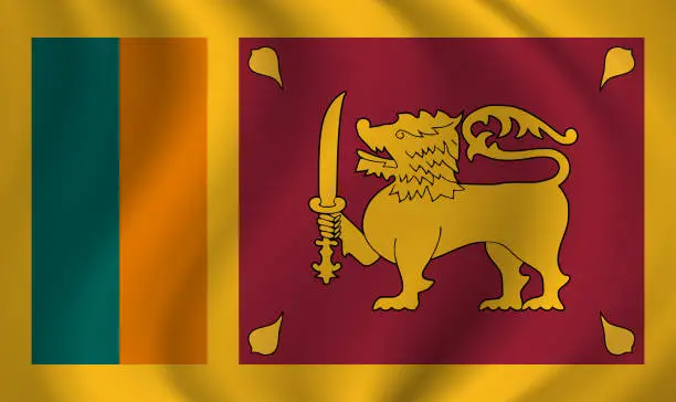 Vector illustration of Sri Lanka waving flag blowing in the wind. Texture can be used as background. Vector illustration EPS10