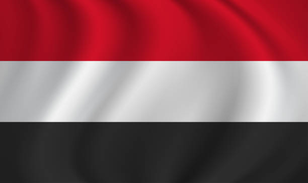 istock Yemen waving flag blowing in the wind. Texture can be used as background. Vector illustration EPS10 2012962449