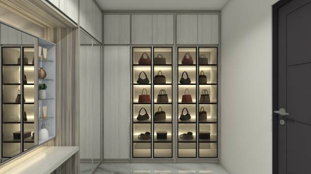 istock Modern Wardrobe Cabinet Design with Bag Display Collection 2012963573