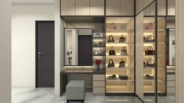 istock Luxury and Modern Makeup Table Cabinet with Bags Display Rack Collection 2012964088