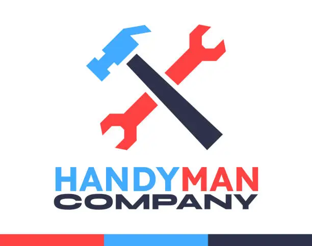 Vector illustration of Handyman Repair Fix It Company Business Symbol Design.