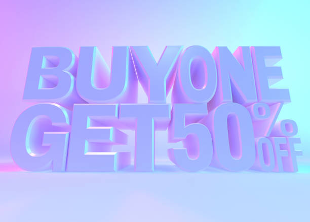 istock 3D illustration white text sale, holographic style. 2012989879