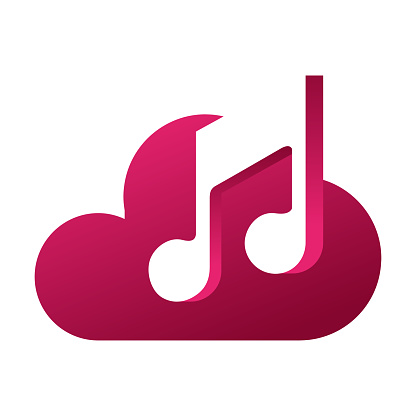 Modern Cloud Music Notes for Song Storage Illustration Design