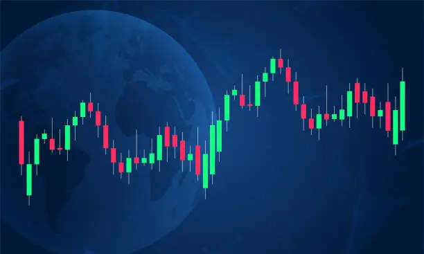 Vector illustration of Chart candle stock graph forex market. Trade candle chart stock finance price exchange background crypto currency.