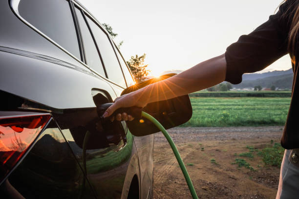 istock Hand putting a charger in an electric car, close up 2013078491
