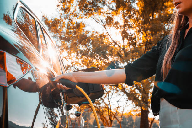 istock Hand putting a charger in an electric car, close up 2013078949