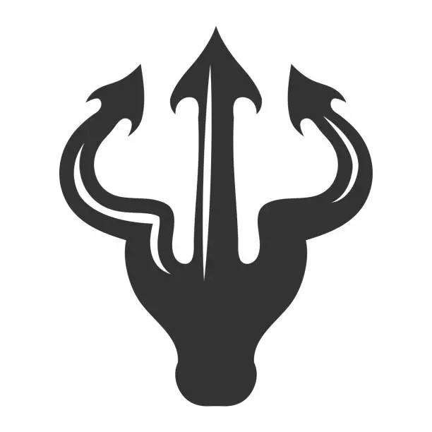 Vector illustration of Simple Rustic Trident Arrow Spear Bull Head Symbol Design Vector