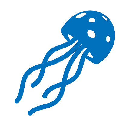 Simple Blue Ocean Swimming Jellyfish Illustration Design Vector