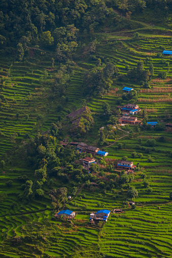 dhampus, nepal. 20th august, 2023: dhampus is a countryside village close to phokara in nepal