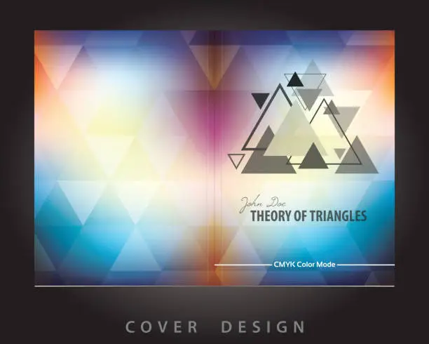 Vector illustration of Abstract brochure cover design with triangles pattern. CMYK colors