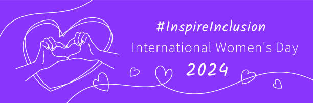 Inspire inclusion International Women's Day banner vector art illustration