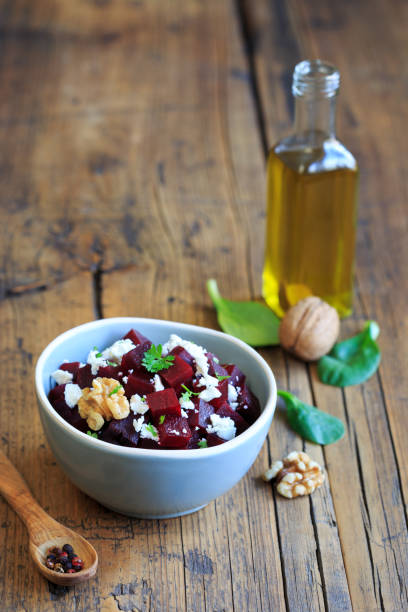 Beetroot salad with feta and walnuts