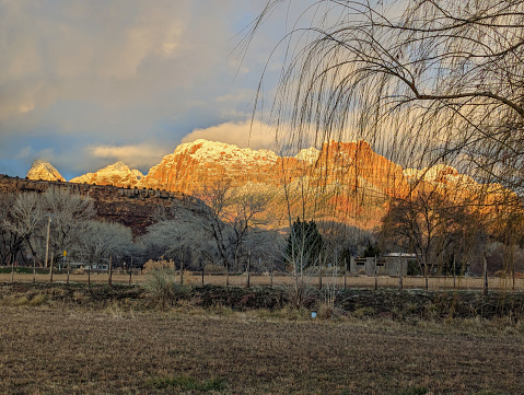 Clouds Clearing over the Watchman Peak in  Zion National Park Utah