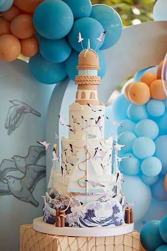 Birthday Cake For A One Year Old Boy stock photo