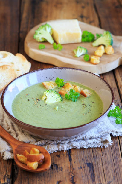 istock Cream of broccoli soup with croutons 2013090731
