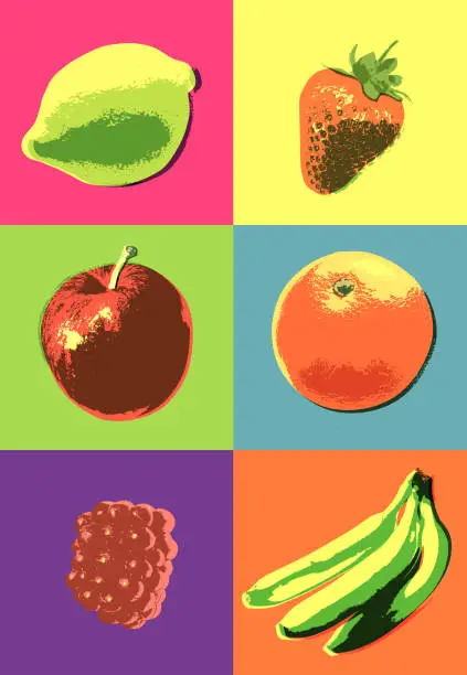 Vector illustration of Fruit in a Posterised or Pop Art style