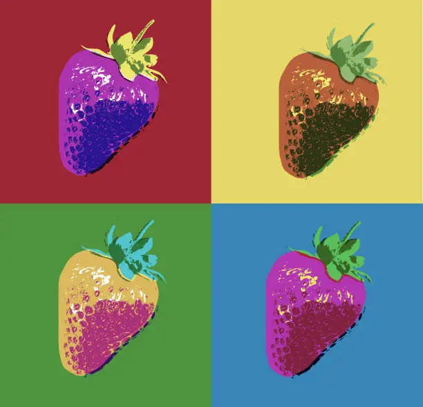 Vector illustration of Strawberries in a Posterised or Pop Art style