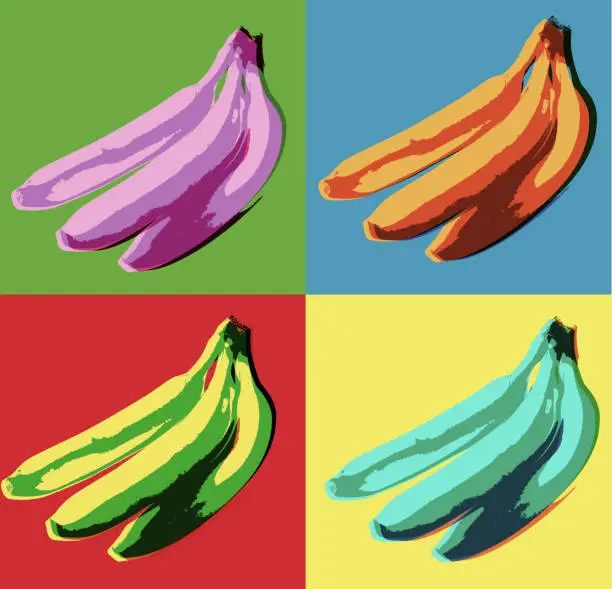 Vector illustration of Bananas in a Posterised or Pop Art style