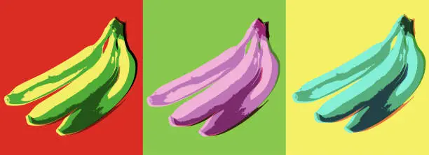 Vector illustration of Bananas in a Posterised or Pop Art style