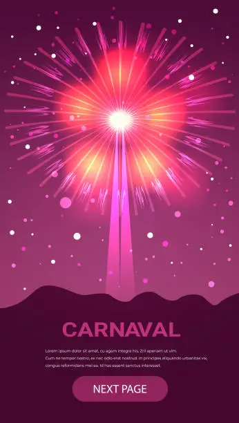 Vector illustration of holiday fireworks festival celebration greeting invitation postcard culture and tradition carnival party concept popular event in Brazil