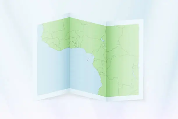 Vector illustration of Sao Tome and Principe map, folded paper with Sao Tome and Principe map.