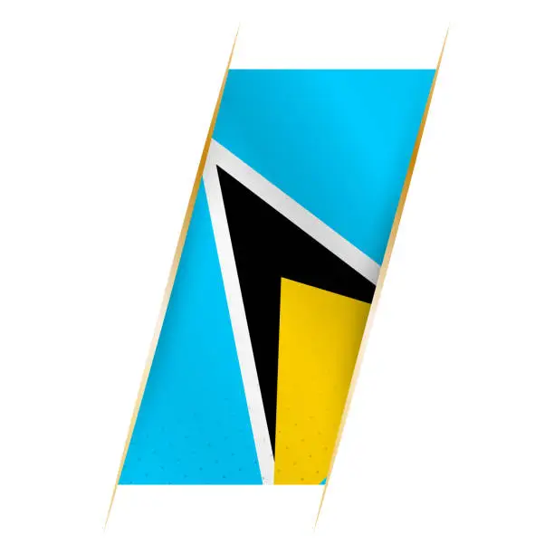 Vector illustration of Saint Lucia flag in the form of a banner with waving effect and shadow.