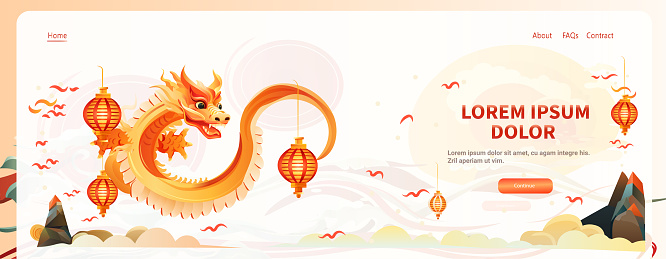chinese new year of dragon icon zodiac sign for greeting card asian flyer invitation poster horizontal copy space vector illustration