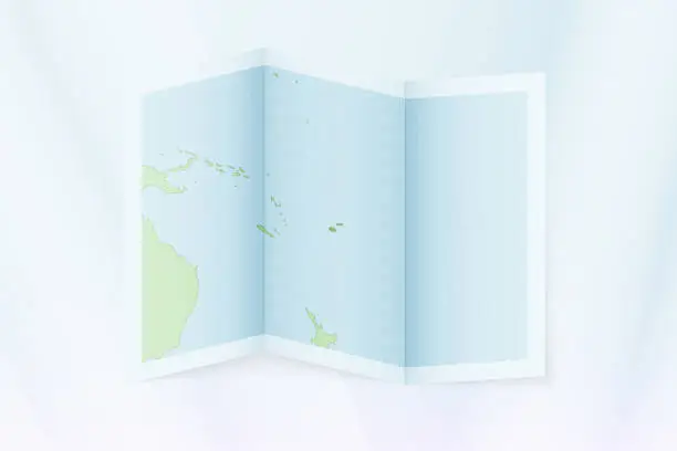 Vector illustration of Fiji map, folded paper with Fiji map.